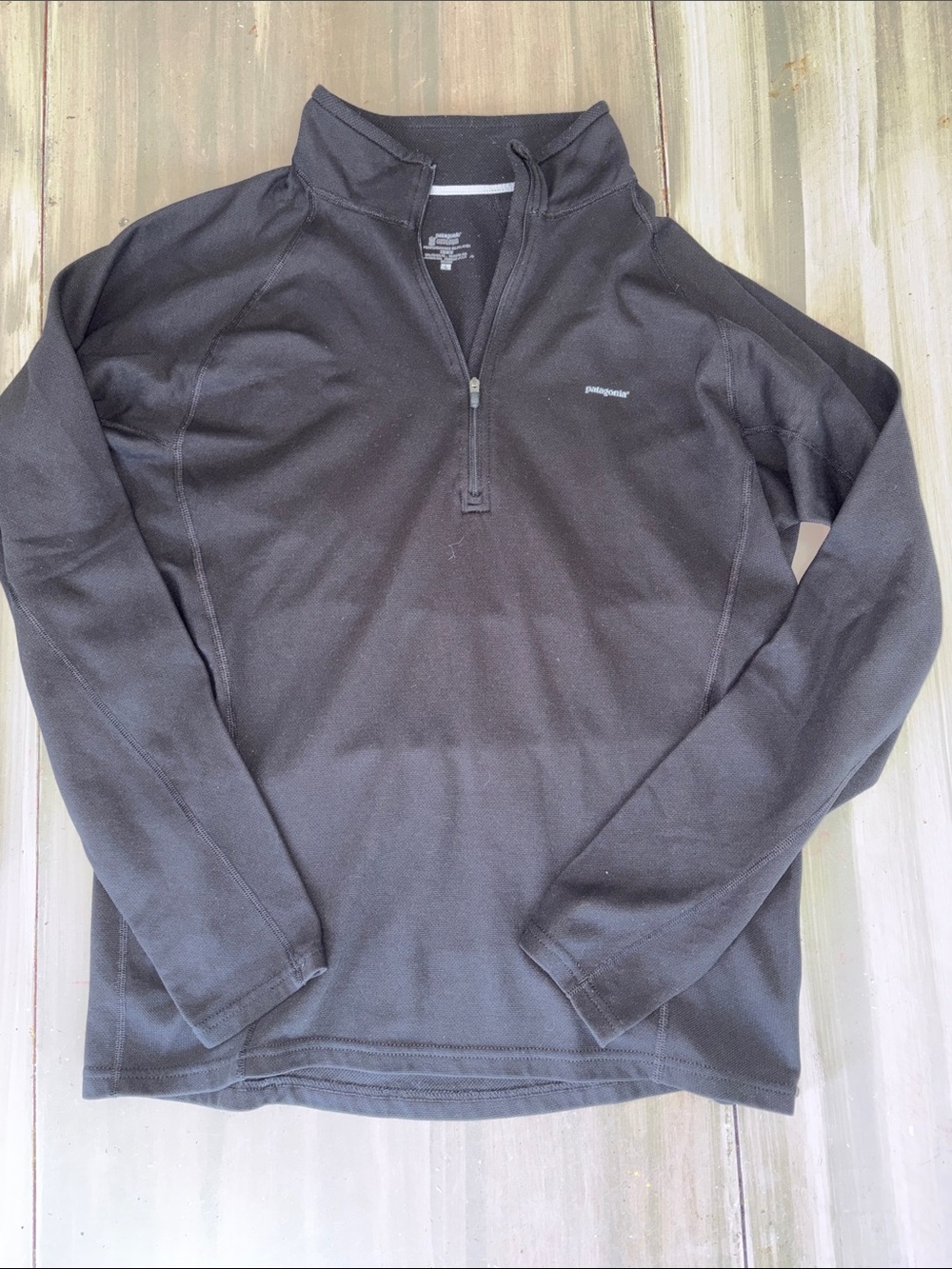 Patagonia Black half-Zip Capliene mid layer with White Logo